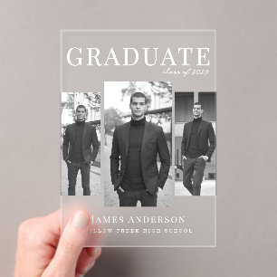 Moderne 3 photo Faire-part diplômé