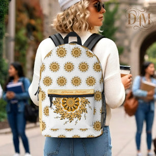 Moderne 3D-Blush-Orange-Floral-Mandala-Doodle  Bedruckter Rucksack