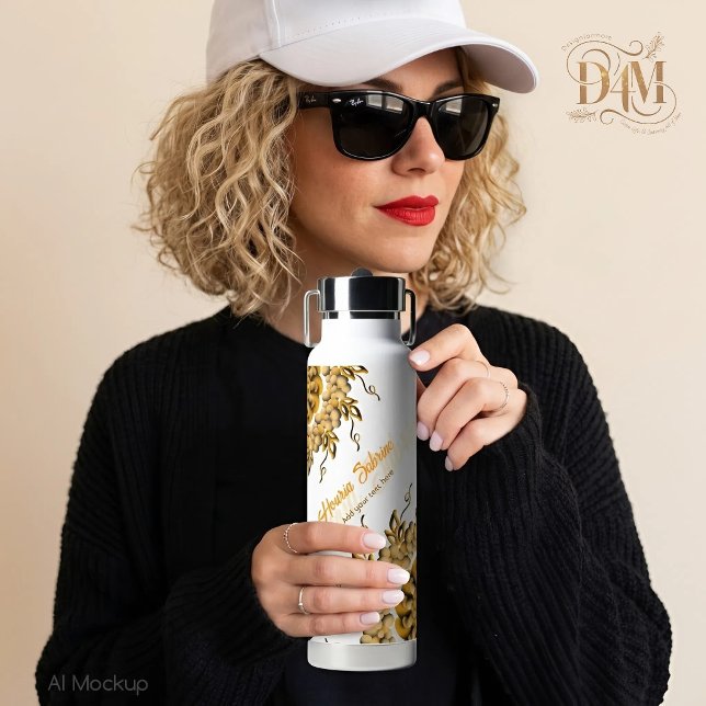 Moderne 3D-Blush-Orange-Floral-Mandala-Doodle  Trinkflasche (Von Creator hochgeladen)