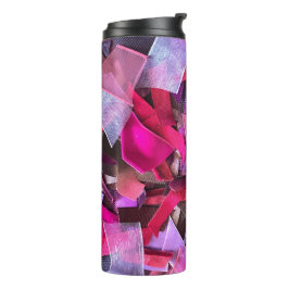 Moderne 3D-Effekt bordeauxrosa lila Bänder Thermosbecher
