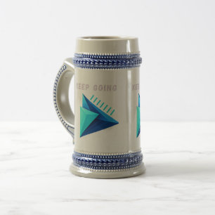 Moderne 3D-geometrische Keep Going Zweifarben-Tass Bierglas
