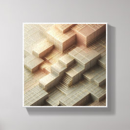 Moderne 3D isometrische geometrische Blöcke - Gold Leinwanddruck