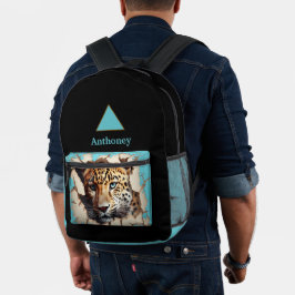 Moderne 3D-Leopard-Tasche mit anpassbarem Namen Bedruckter Rucksack