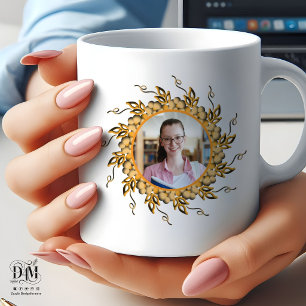 Moderne 3D Orange-Blush-Floral-Mandala-Doodle-Foto Kaffeetasse