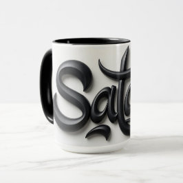 Moderne 3D-Salam-Begrüßung | Fett Schwarz & Weiß Tasse