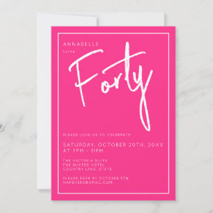 Moderne 40. Dreißigste Pink Geburtstagsparty Einladung