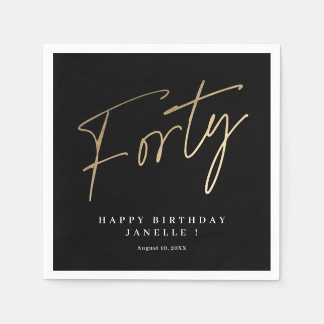 Moderne 40. Geburtstag einfach stilvoll elegant Serviette (Vorderseite)