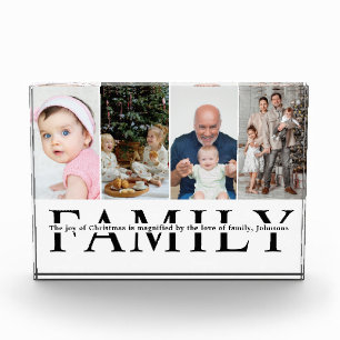 Moderne 4-Foto-Collage-Familien-Weihnachtszitat  Fotoblock