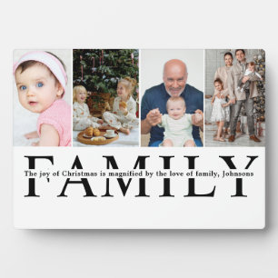 Moderne 4-Foto-Collage-Familien-Weihnachtszitat  Fotoplatte