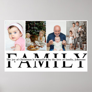 Moderne 4-Foto-Collage-Familien-Weihnachtszitat Poster