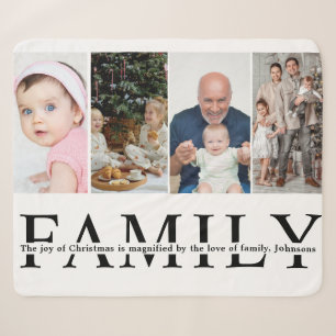 Moderne 4-Foto-Collage-Familien-Weihnachtszitat Sherpadecke