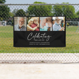 Moderne 4-Foto-Gedenkfeier / Trauerbanner Banner