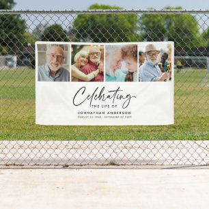 Moderne 4-Foto-Gedenkfeier / Trauerbanner Banner