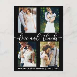 Moderne 4-Foto-Hochzeit-Liebe-und-Dankbarkeits-Sch Postkarte