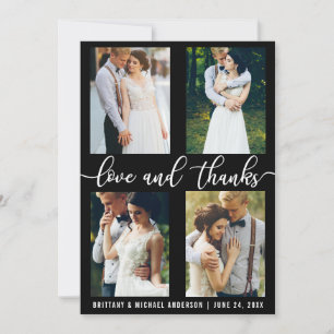 Moderne 4-Foto Hochzeit Liebe und Danke