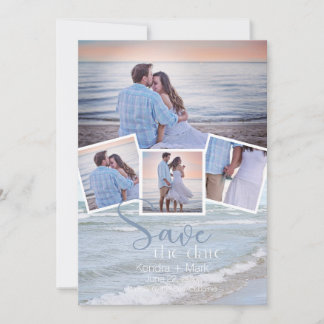 Moderne 4 Fotocollage Typografie Save the Date Einladung