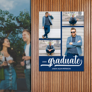 Moderne 4 Fotos auf Blue Abschluss Poster