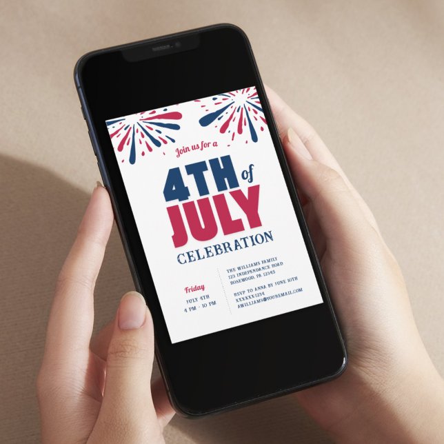 Moderne 4. Juli Rot-Weiß und Blau-Feier Einladung (Von Creator hochgeladen)