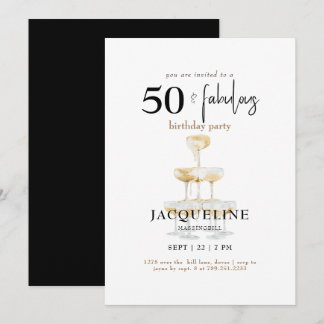 Moderne 50 & fabelhafte Black Birthday Party Einladung