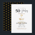 Moderne 50 & fabelhafte Black Glam Geburtstagspart Einladung<br><div class="desc">Black and Gold Glam 50 & fabelhafte Geburtstagsparty Einladung. Modern.</div>
