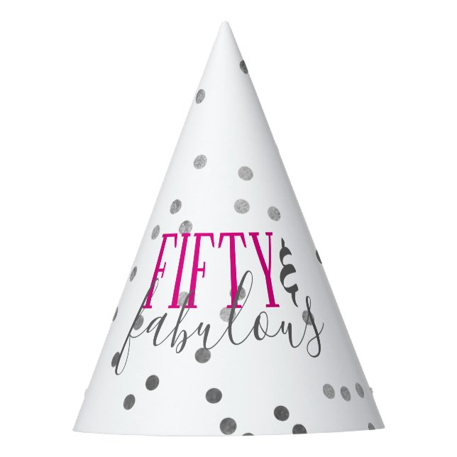 Moderne 50 & Fabulous Geburtstag Confetti Papier H Partyhütchen (Vorderseite)