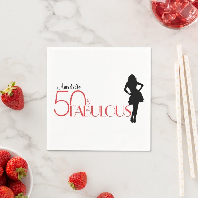 Moderne 50. Geburtstag Personalisiert 50 & FABULOU Serviette (Beispiel)