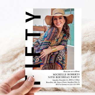 Moderne 50. Geburtstagsparty im Foto Einladung