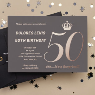 Moderne 50 Rose Gold Geburtstagsparty Folie Einladungspostkarte