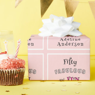 Moderne 50 und fantastische rosa 50. Geburtstagsve Geschenkpapier