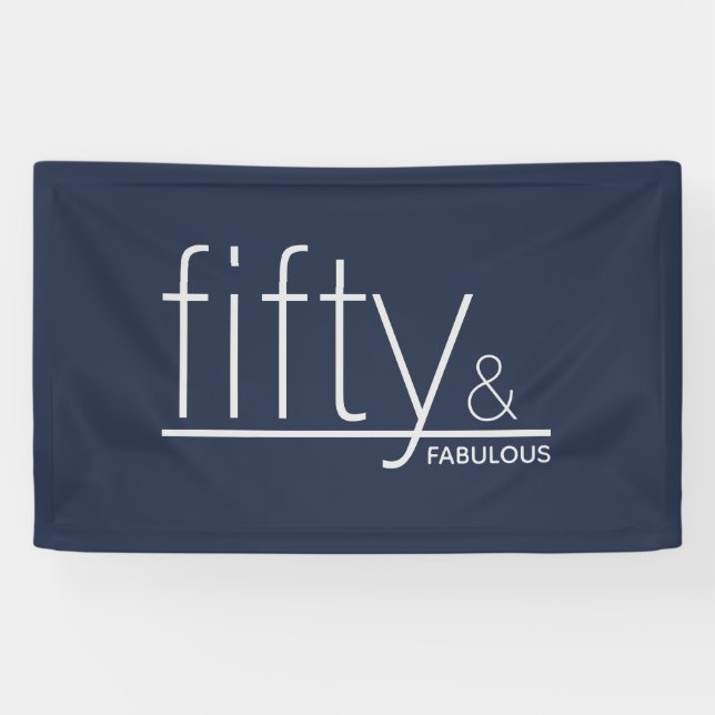 Moderne 50er & FABULOUS Navy & Silver Birthday Ban Banner (Horizontal)