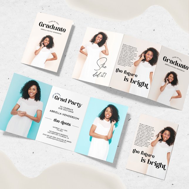 Moderne 5 Diplôme photo Invitation à trois volets (Créateur téléchargé)