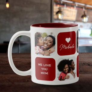 Moderne 5-Foto 5-Nachrichten Geschenk für Mama Zweifarbige Tasse