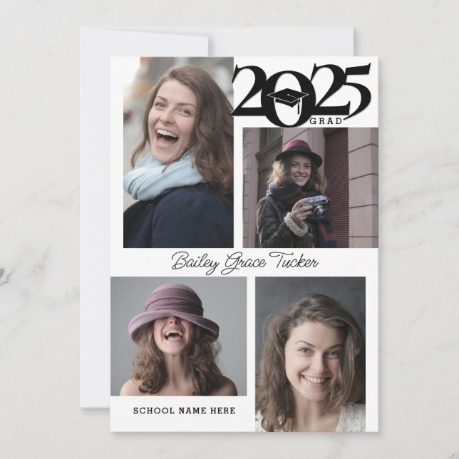 Moderne 5-Foto-Ankündigungskarte für Abschluss 202 Ankündigung (Vorderseite)
