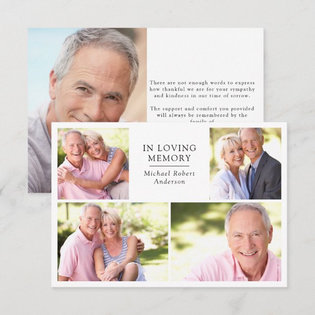 Moderne 5 Foto Collage Beerdigung Dankeskarte (Vorne/Hinten)