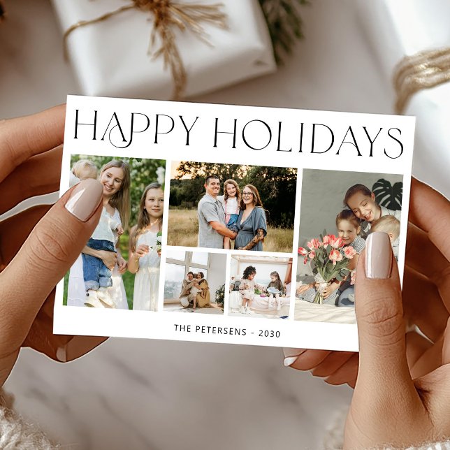 Moderne 5 Foto Collage Happy Holidays Weihnachten (Von Creator hochgeladen)