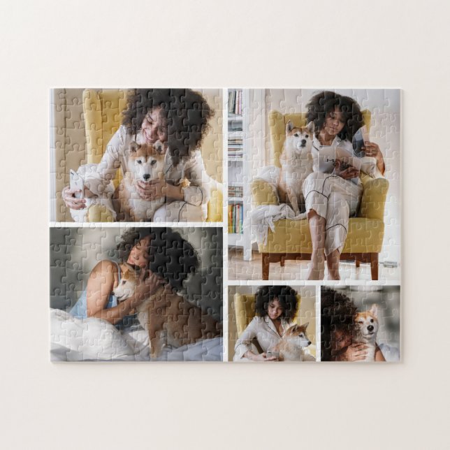 Moderne 5-Foto-Collage-Jigsaw-Puzzle (Horizontal)