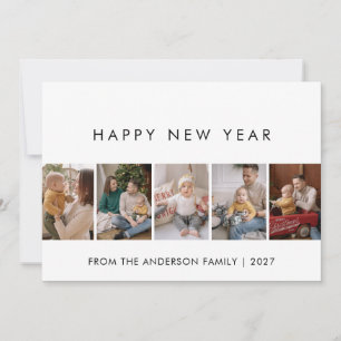 Moderne 5-Foto-Collage Neujahrsgruß Feiertagskarte