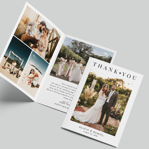 Moderne 5-Foto-Collage-Typografie-Hochzeit Dankeskarte