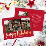 Moderne 5-Foto-Feiertage Folien Feiertagskarte<br><div class="desc">Die moderne Lettering Five Foto Happy Holidays Foil Holiday Card verfügt über vier Fotos vorne mit echten Foliendetails und ein weiteres Foto auf der Rückseite mit Platz für Ihre längere Nachricht.</div>
