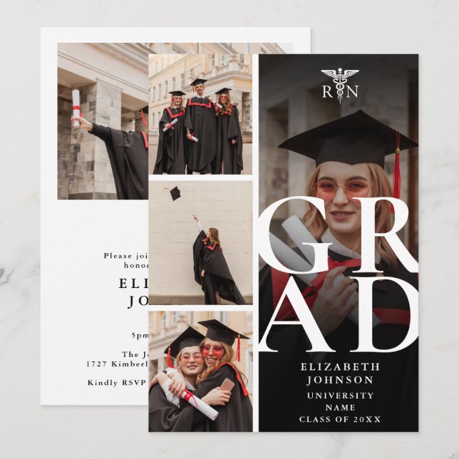 Moderne 5-Foto-RN-Pflegestudio Einladung (Vorne/Hinten)