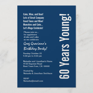 Moderne 60 Jahre junge Birthday Blue White Red Einladung
