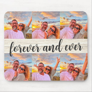 Moderne 6-Foto-Collage mit individuellem Monogramm Mousepad