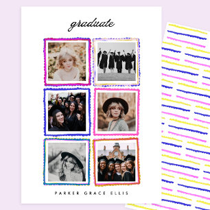 Moderne 6-Foto-Collage-Rahmen Graduiert Abitur Ankündigung