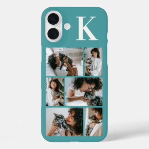 Moderne 6 Haustier-Foto Türkis iPhone 16 Plus Hülle