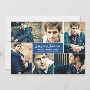 Moderne 6 Photo Faire-part de graduation en bleu