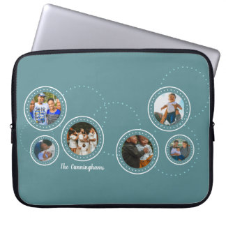 Moderne 6 runde Fotos auf Türkis Laptopschutzhülle