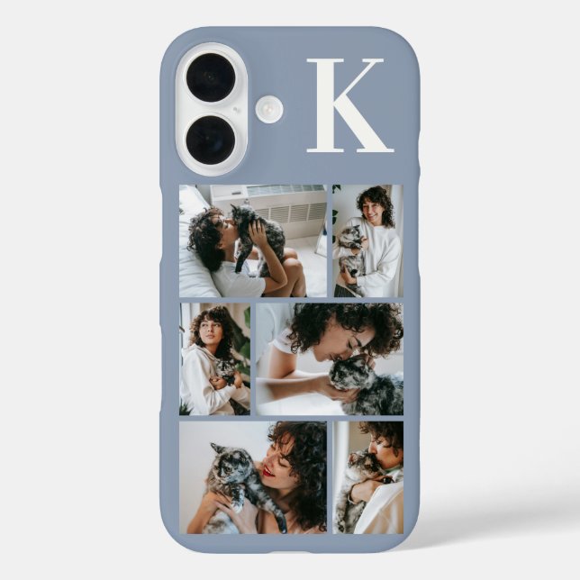 Moderne 6 Tier-Foto Staubblau iPhone 16 Hülle (Rückseite)