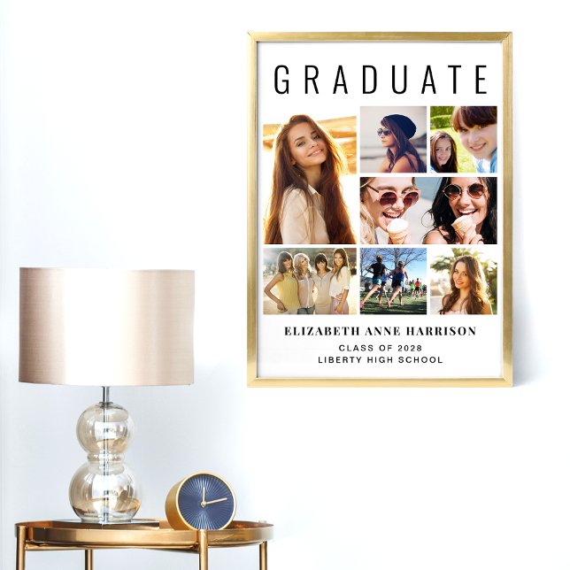 Moderne 7-Foto-Graduierungsparty Willkommen Poster (Von Creator hochgeladen)