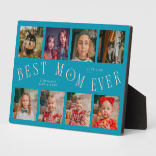 Moderne 8-Foto-Collage Beste Mutter überhaupt Aqua Fotoplatte