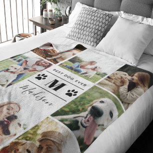Moderne 8 Foto Collage Dog Paw Fleecedecke